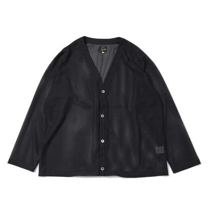 V-Neck Cardigan - Geometric Raschel Lace