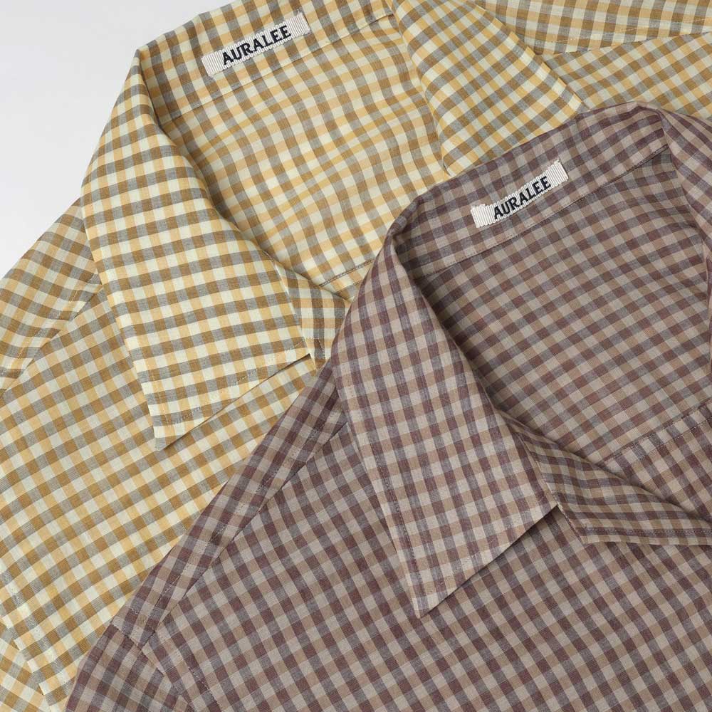 AIRY LIGHT COTTON CHECK HALF SLEEVED SHIRT (A26SS02GC) | AURALEE