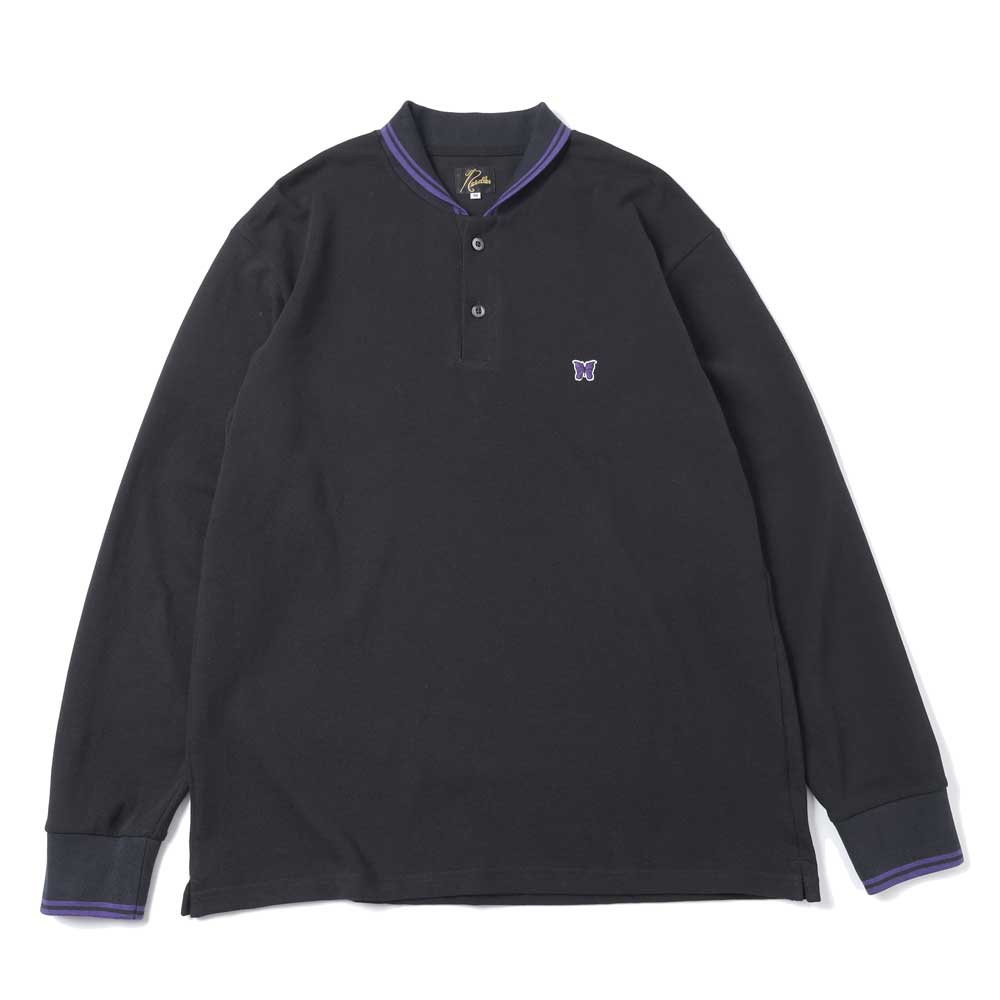 Shawl Collar L/S Polo - Cotton Pique