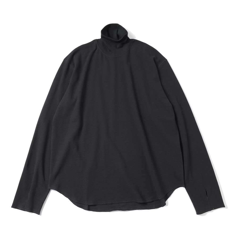 HIGH NECK LONG SLEEVE TEE - 26/1 BD Micro Waffle -