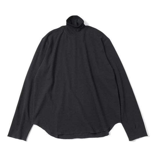 HIGH NECK LONG SLEEVE TEE - 26/1 BD Micro Waffle -