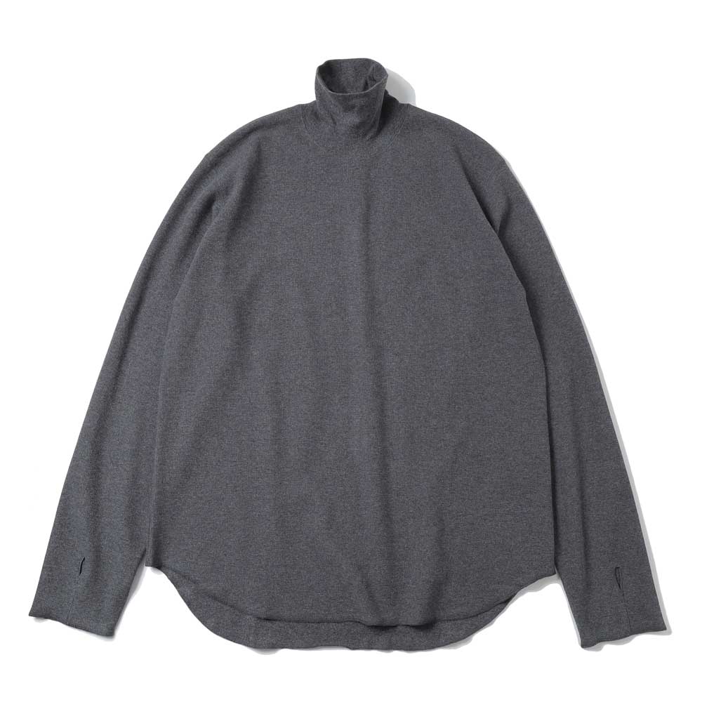 HIGH NECK LONG SLEEVE TEE - 26/1 BD Micro Waffle -