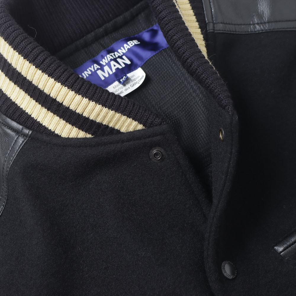 Wool nylon melton x nylon oxford x fake leather J022