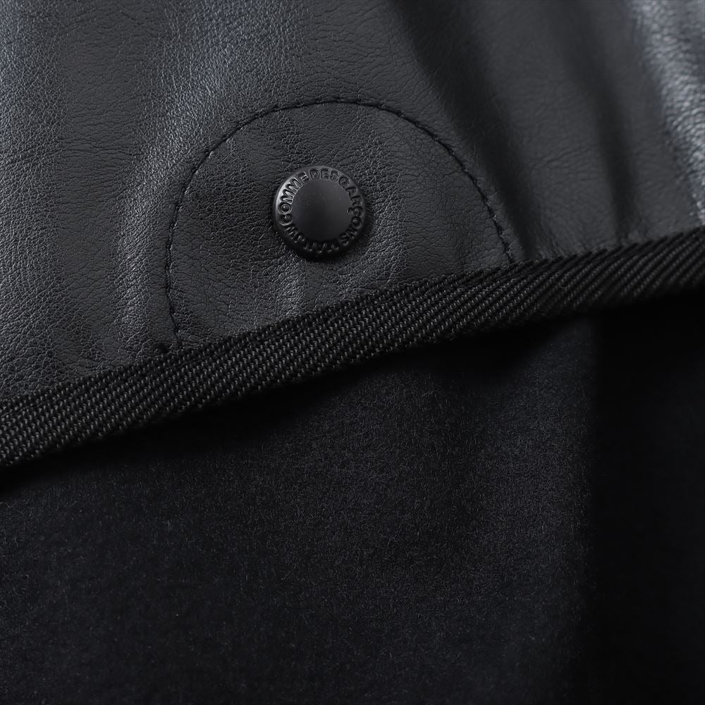 Wool nylon melton x nylon oxford x fake leather J022
