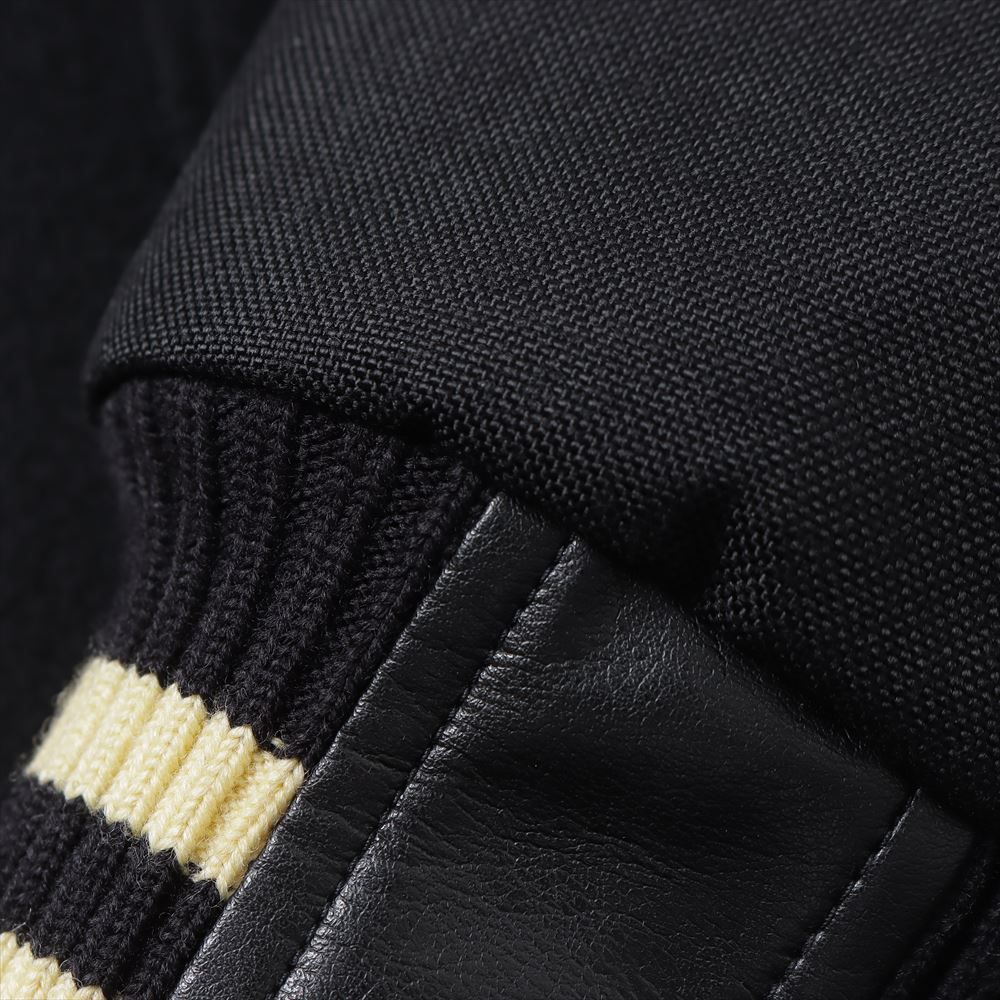 Wool nylon melton x nylon oxford x fake leather J022