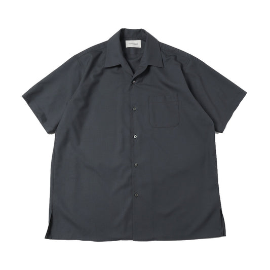 ITALIAN OPEN COLLAR S/S SHIRT ORGANIC WOOL 2/80 TROPICAL
