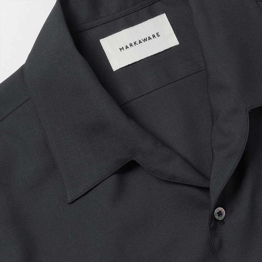 ITALIAN OPEN COLLAR S/S SHIRT ORGANIC WOOL 2/80 TROPICAL
