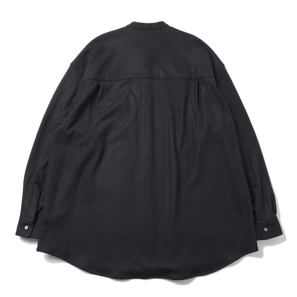 Wool Smooth Flannel Oversized Band Collar Shirt