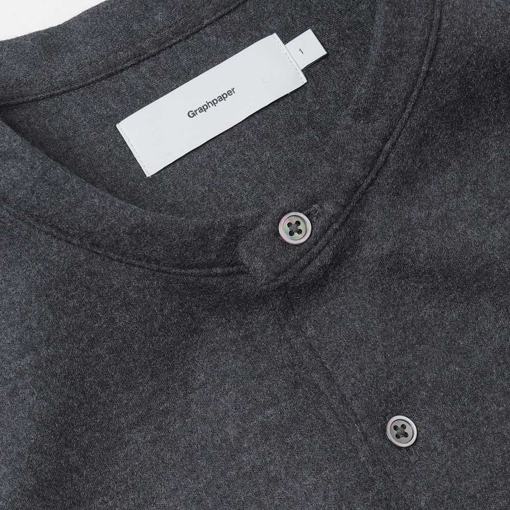 Wool Smooth Flannel Oversized Band Collar Shirt