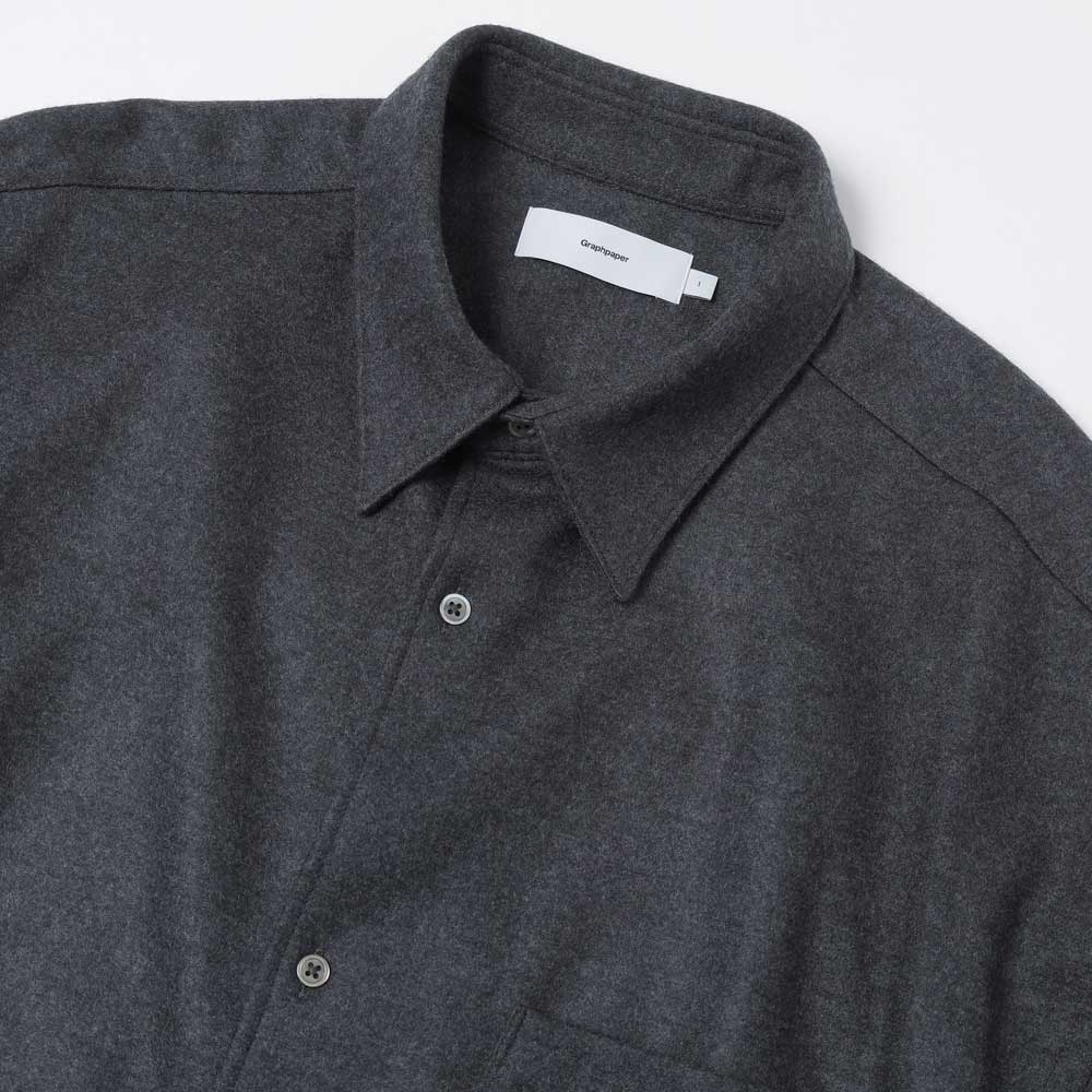 Wool Smooth Flannel Oversized Regular Collar Shirt