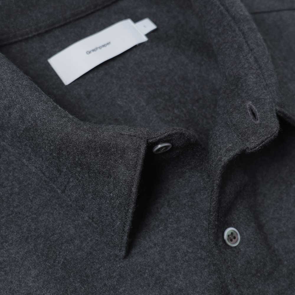 Wool Smooth Flannel Oversized Regular Collar Shirt