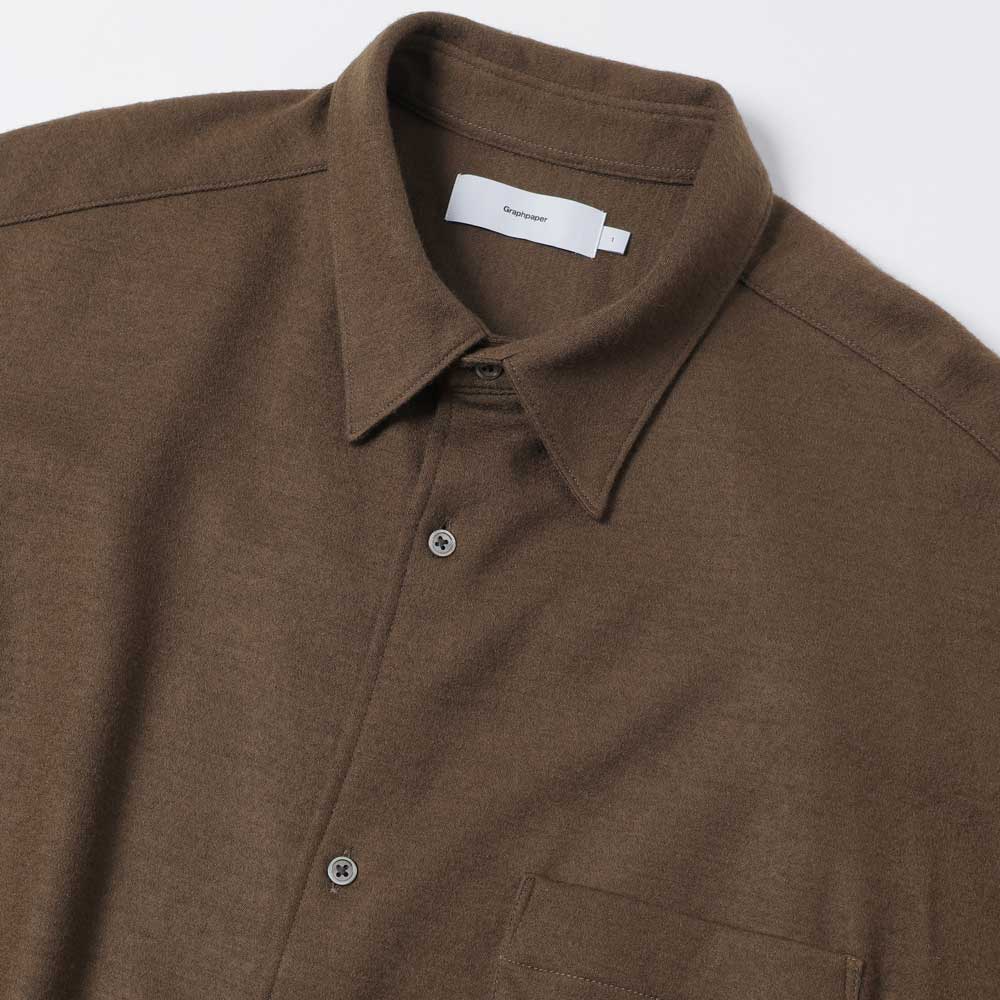 Graphpaper) Wool Smooth Flannel Oversized Regular Collar Shirt
