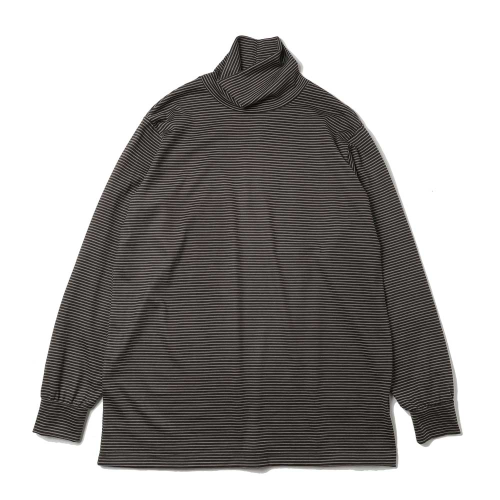 Wool Border Turtleneck(BLACK×BROWN)