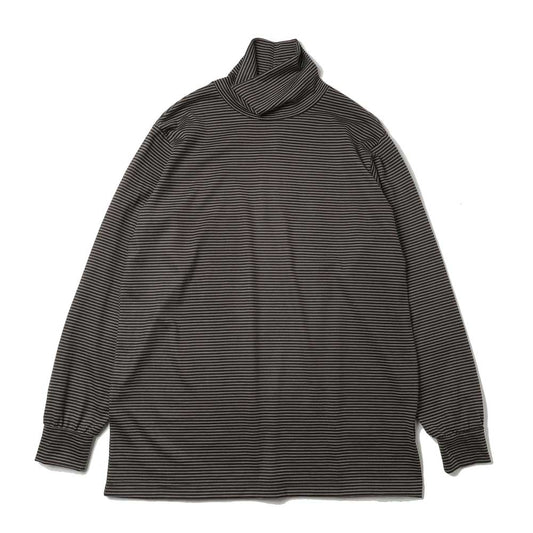 Wool Border Turtleneck (BLACK x BROWN)