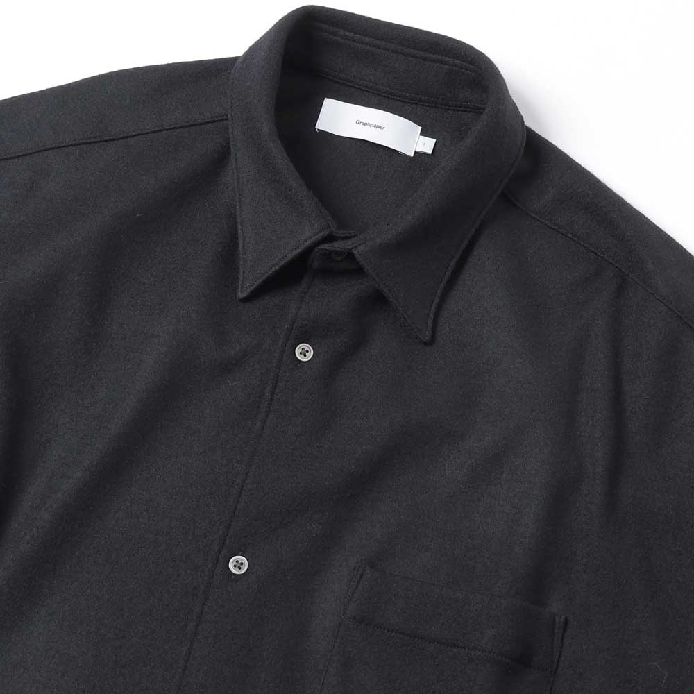 Wool Smooth Flannel Oversized Regular Collar Shirt