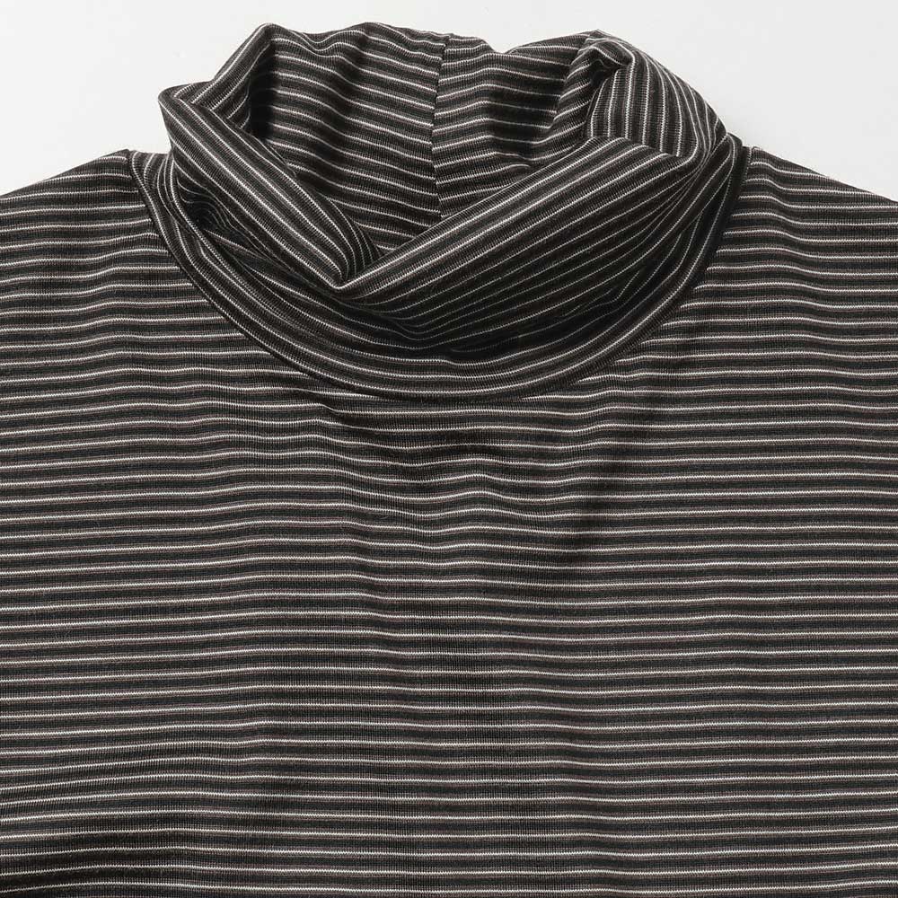 Wool Border Turtleneck(BLACK×BROWN)