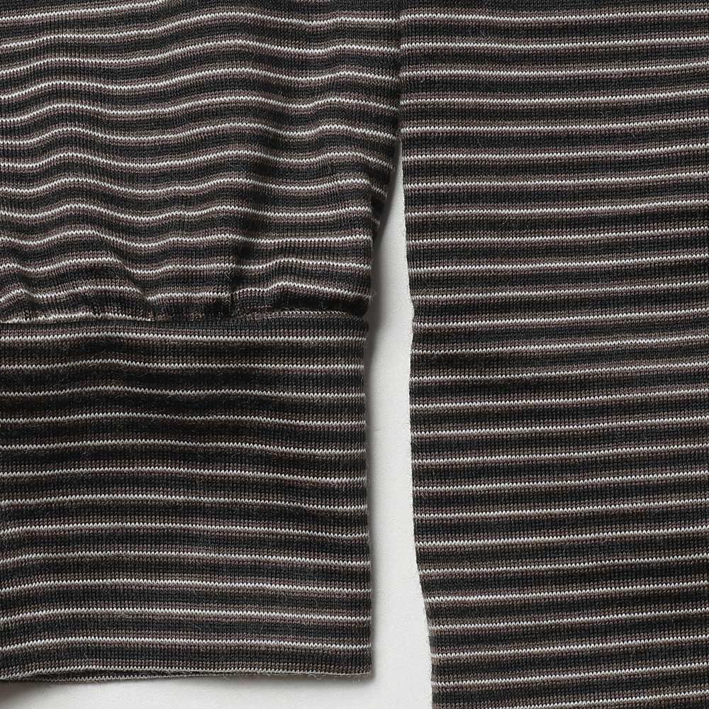 Wool Border Turtleneck(BLACK×BROWN)