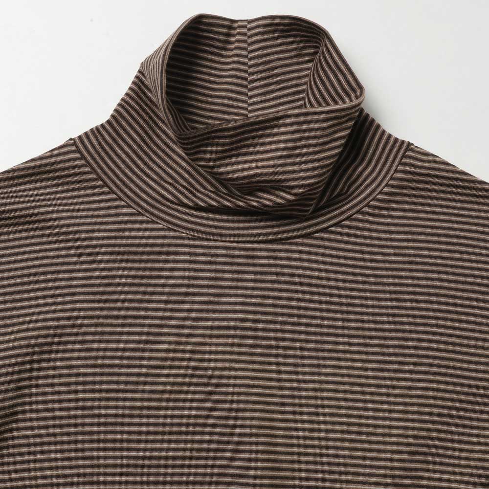 Wool Border Turtleneck(D.BROWN×BROWN)