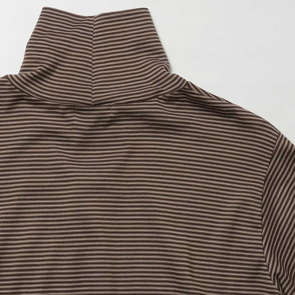 Wool Border Turtleneck(D.BROWN×BROWN)