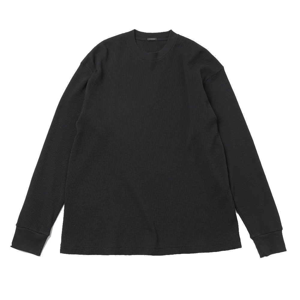 Cotton waffle long-sleeved T-shirt