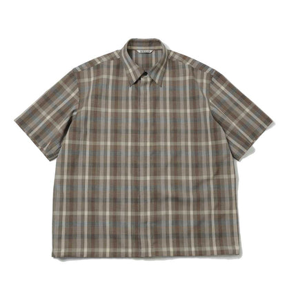 SUPER FINE TROPICAL WOOL CHECK HALF-SLEEVED SHIRT