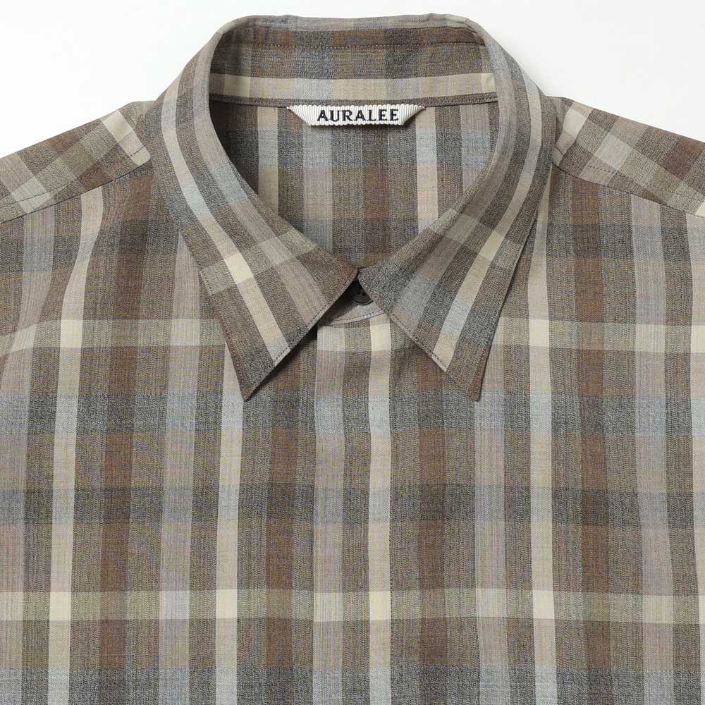 SUPER FINE TROPICAL WOOL CHECK HALF-SLEEVED SHIRT
