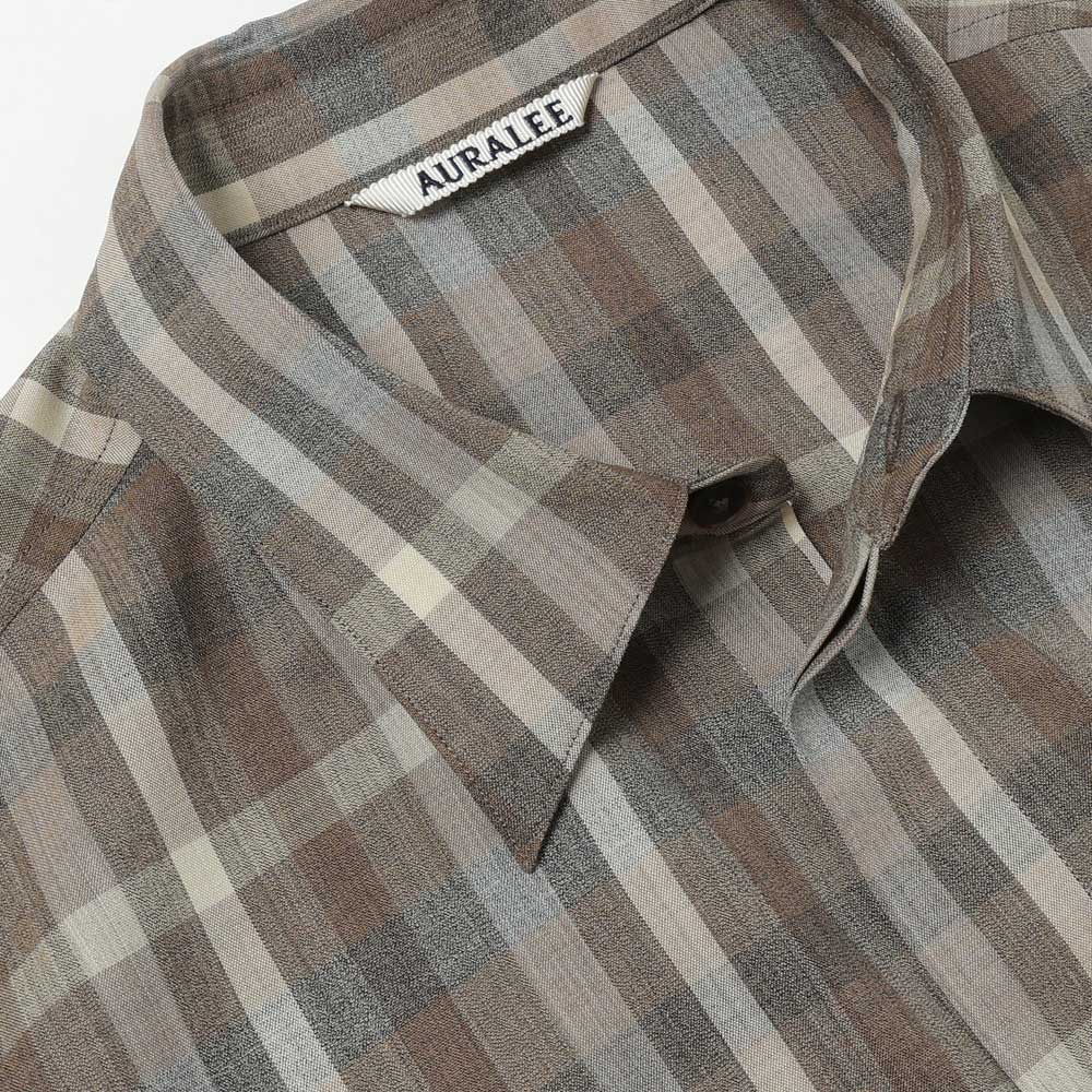 SUPER FINE TROPICAL WOOL CHECK HALF-SLEEVED SHIRT