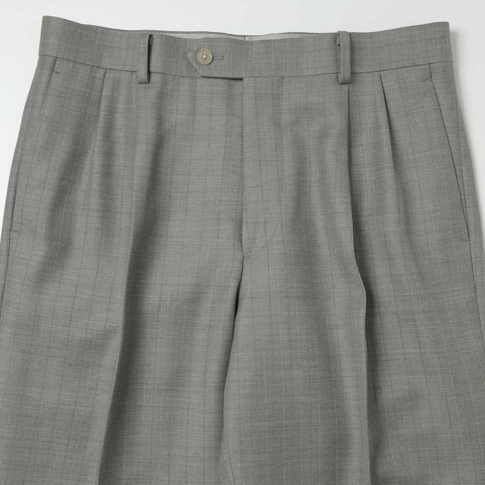 BLUEFACED WOOL TWO-TUCK SLACKS