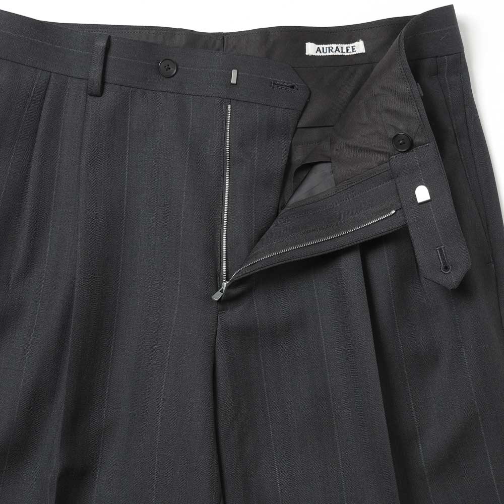 BLUEFACED WOOL TWO-TUCK SLACKS
