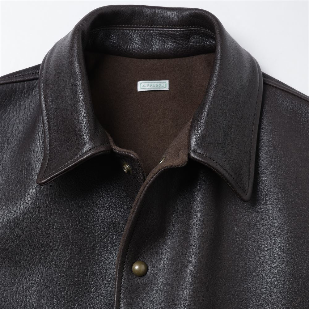 アプレッセ　26ss Leather A-1 Flight Jacket A.PRESSE - Leather A-1 Flight Jacket - Brown | UP THERE