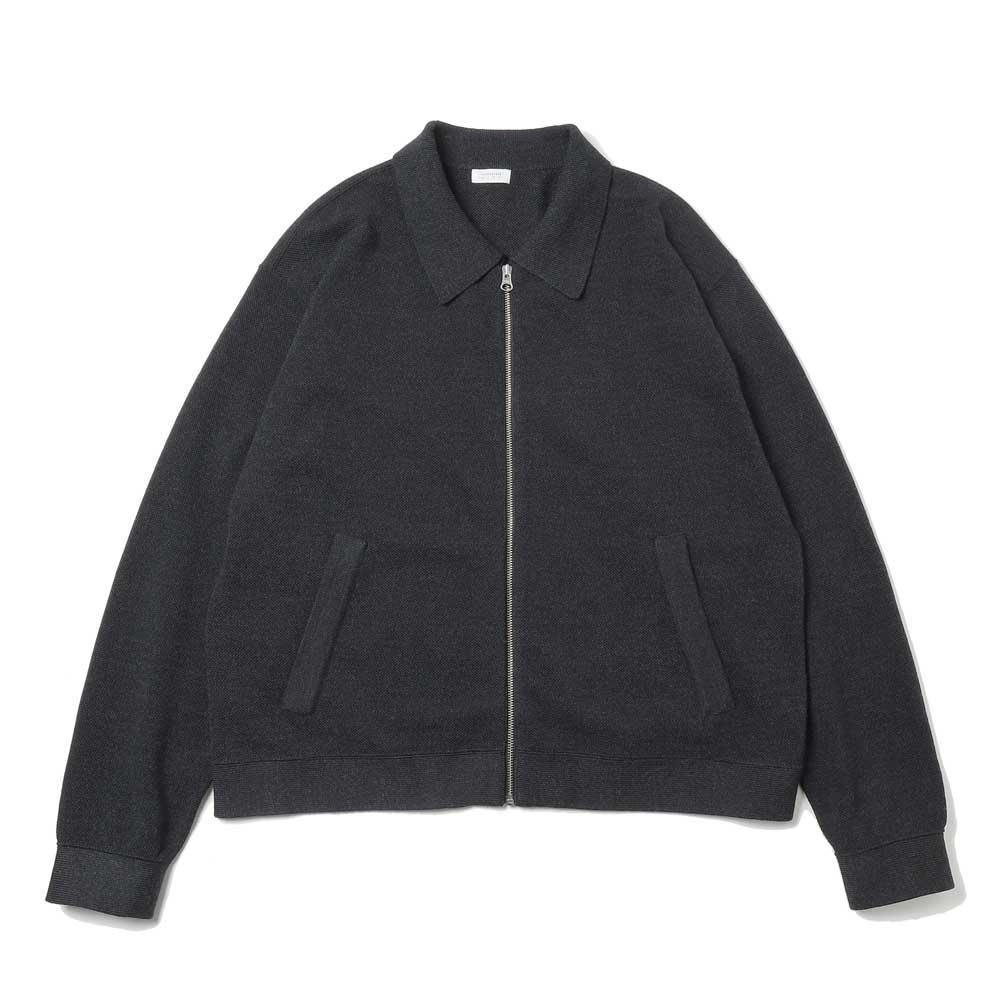 Cotton/Wool Moss Stitch Zip Blouson