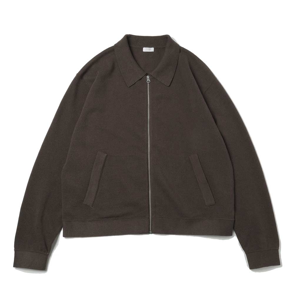 Cotton/Wool Moss Stitch Zip Blouson