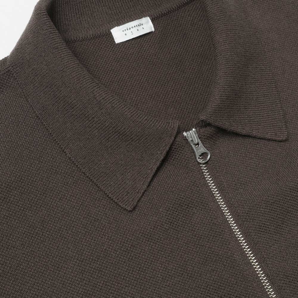 Cotton/Wool Moss Stitch Zip Blouson