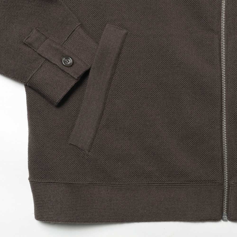 Cotton/Wool Moss Stitch Zip Blouson