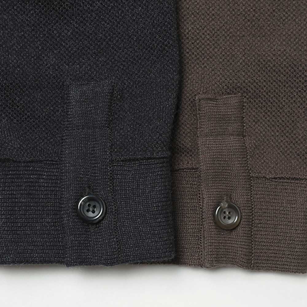 Cotton/Wool Moss Stitch Zip Blouson