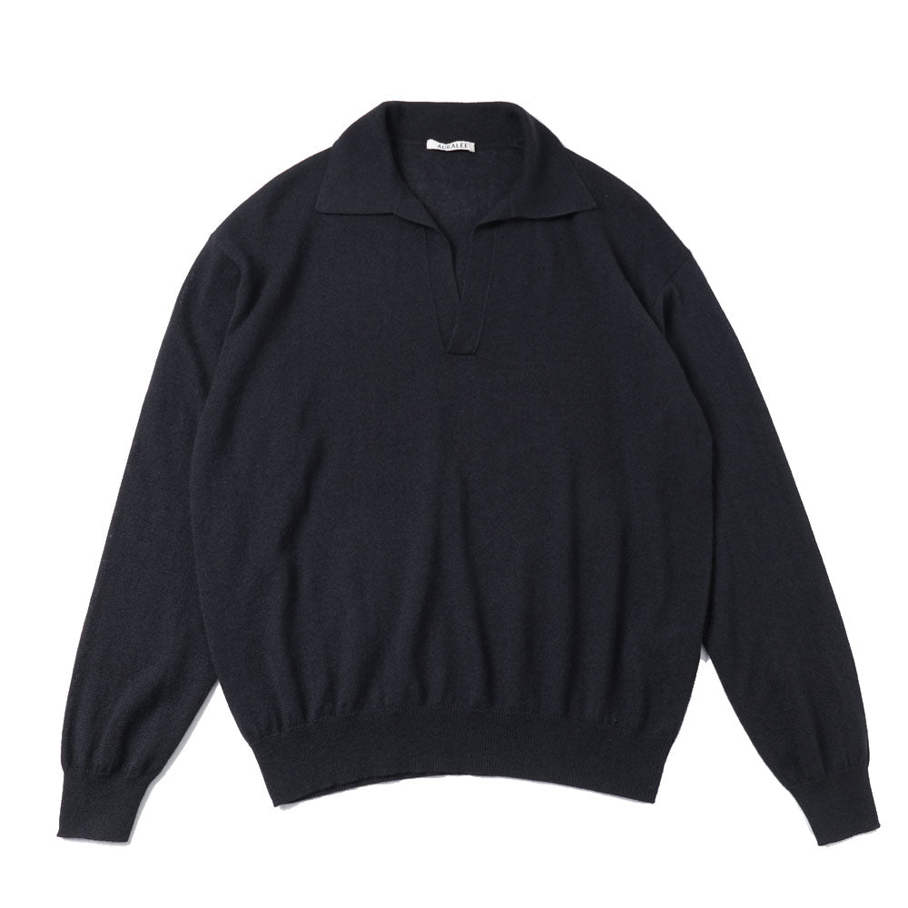 AURALEE) SUPER FINE CASHMERE SILK KNIT SKIPPER POLO 26SS