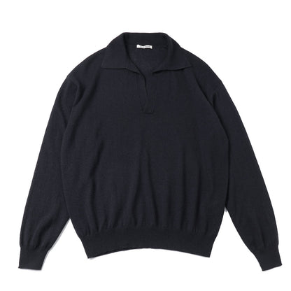 SUPER FINE CASHMERE SILK KNIT SKIPPER POLO