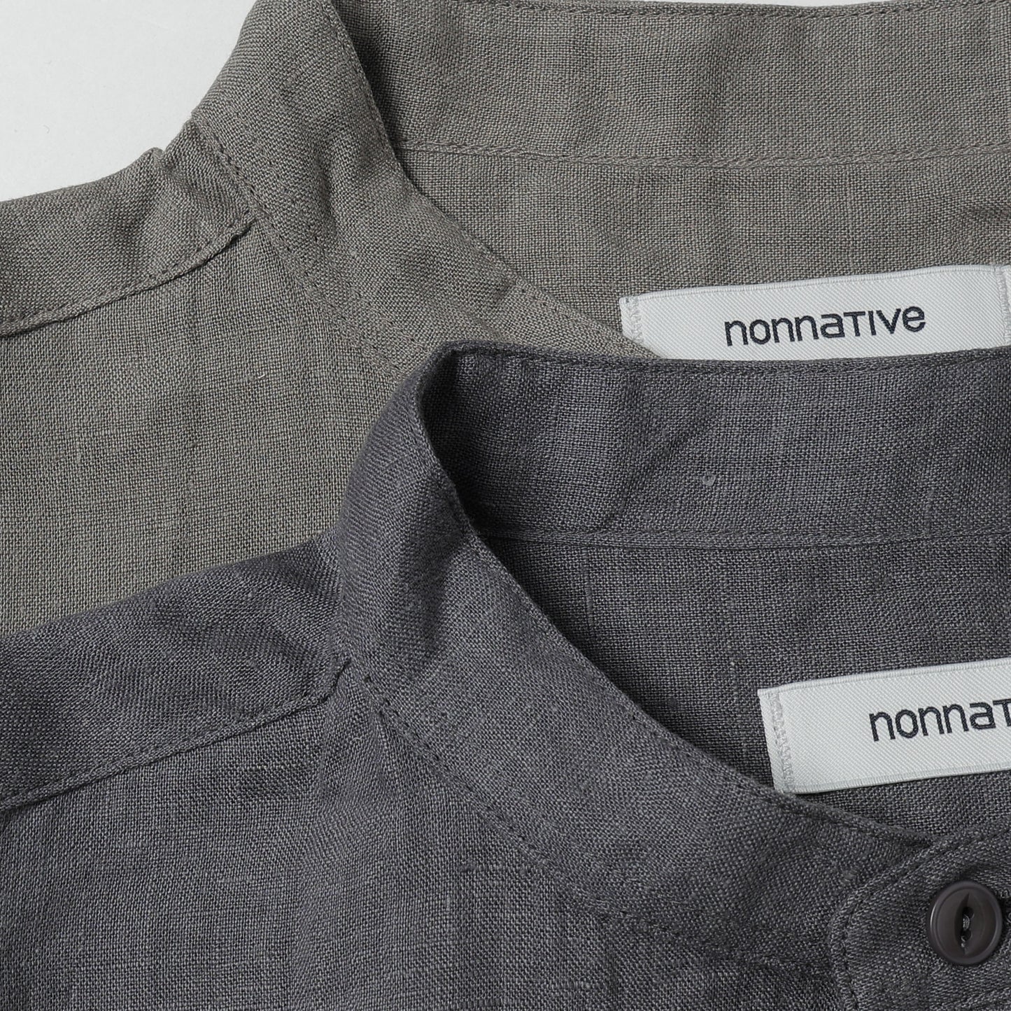 OFFICER STAND COLLAR L/S SHIRT LINEN CANVAS