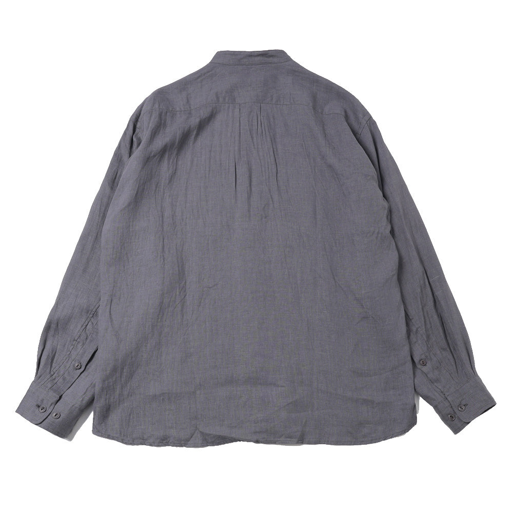 OFFICER STAND COLLAR L/S SHIRT LINEN CANVAS