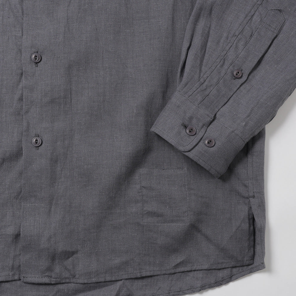 OFFICER STAND COLLAR L/S SHIRT LINEN CANVAS