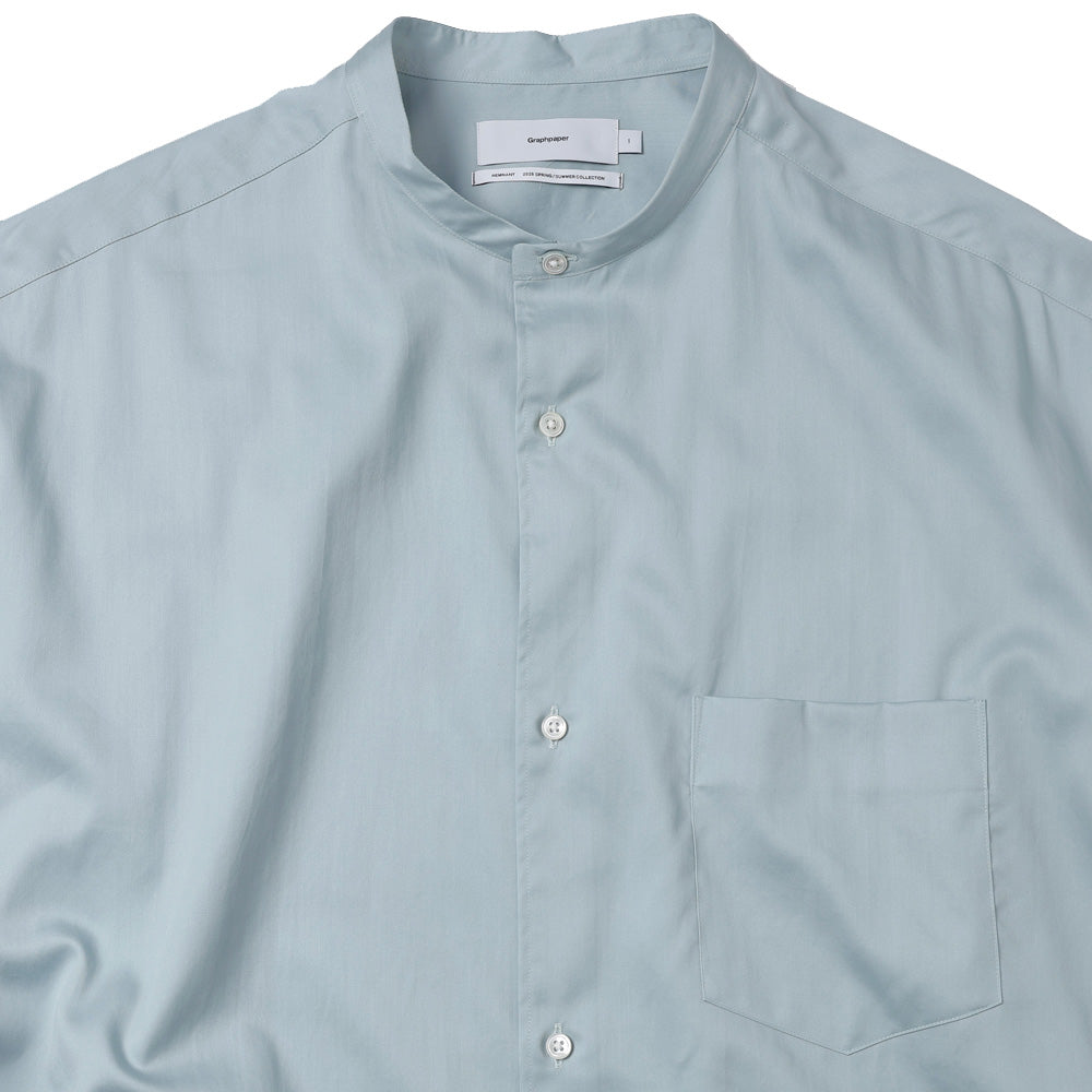 Silicon Poplin Oversized Band Collar Shirt