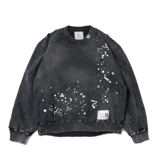 EMBELLISHED BLEACHED PULLOVER