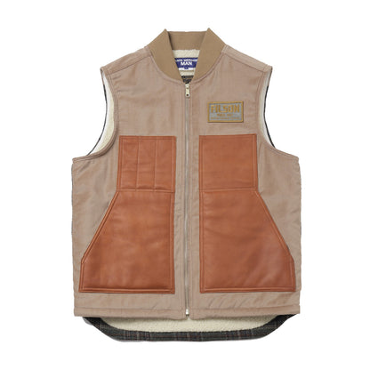 綿ドライオイル×レザー×ウールチェックツイード FILSON Wネーム V002