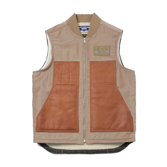 綿ドライオイル×レザー×ウールチェックツイード FILSON Wネーム V002