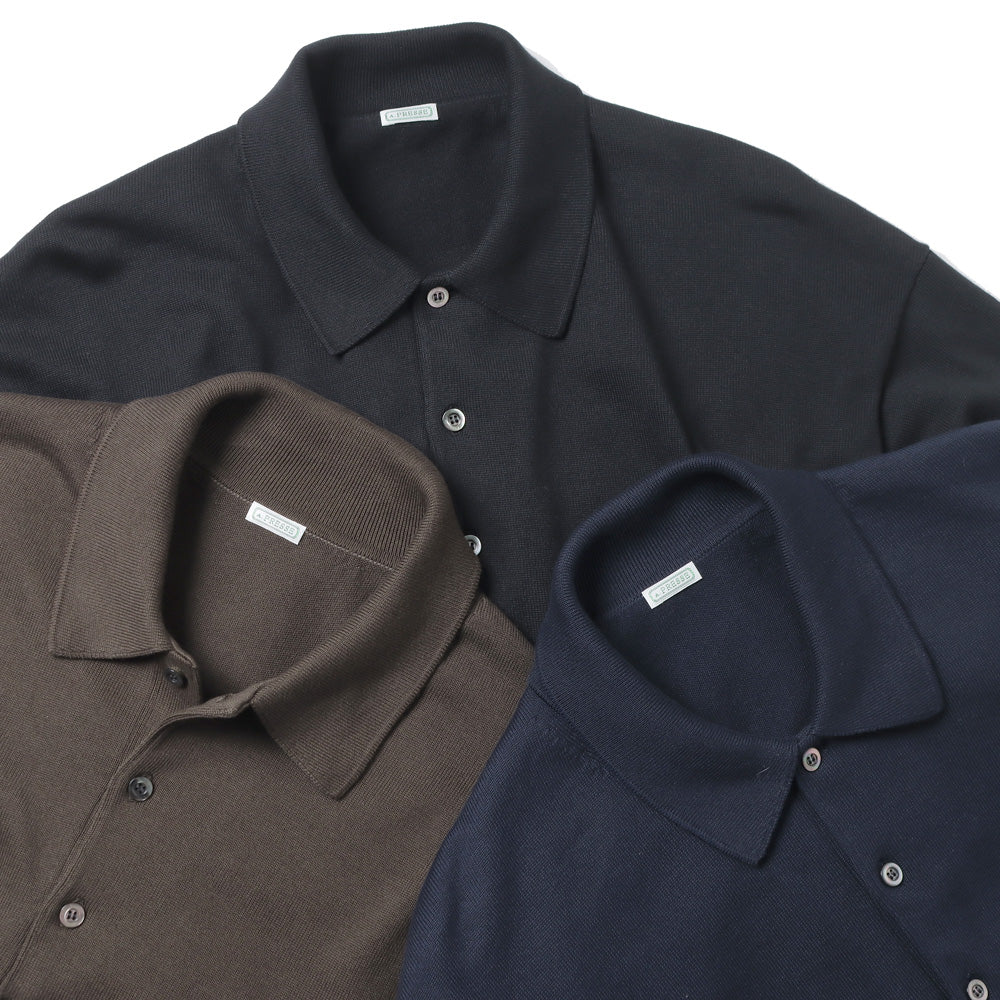 A.PRESSE (ア プレッセ) Cotton Knit L/S Polo Shirts 25SAP-03-02K 