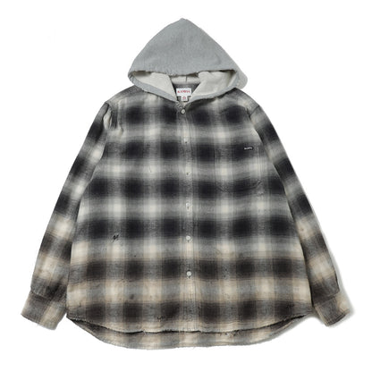 Distressed Hooded Check Shirts