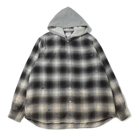 Distressed Hooded Check Shirts
