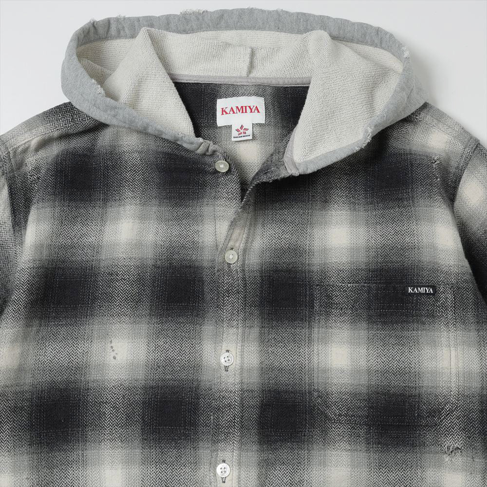 KAMIYA(カミヤ) - Distressed Hooded Check Shirts (G16SH051
