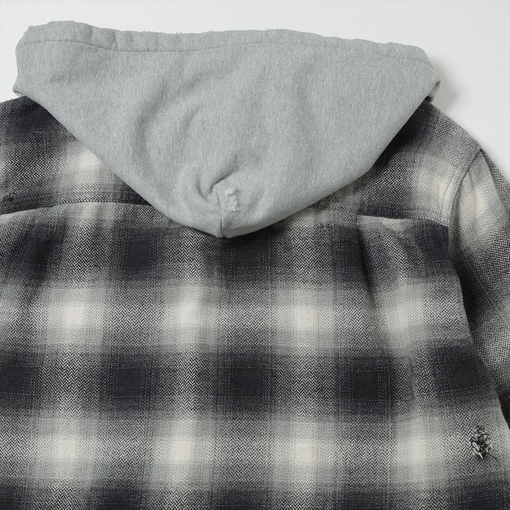 Distressed Hooded Check Shirts