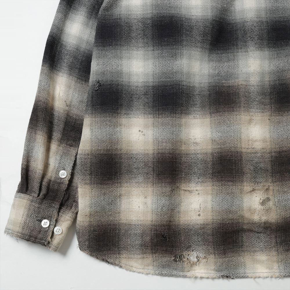 Distressed Hooded Check Shirts